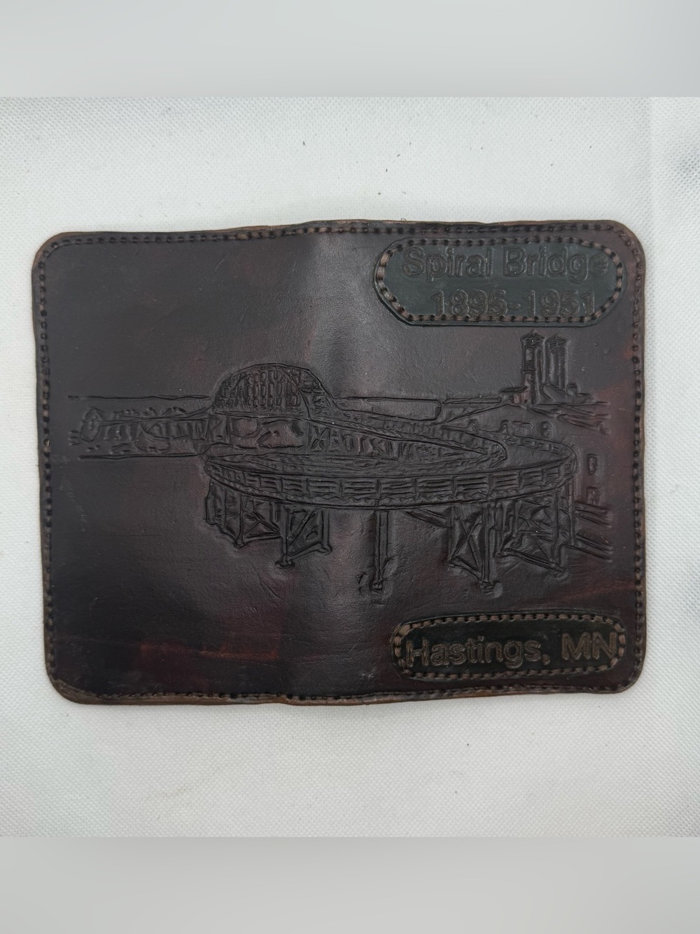 Handmade Tooled Leather Spiral Bridge Passport Holder Hastings MN